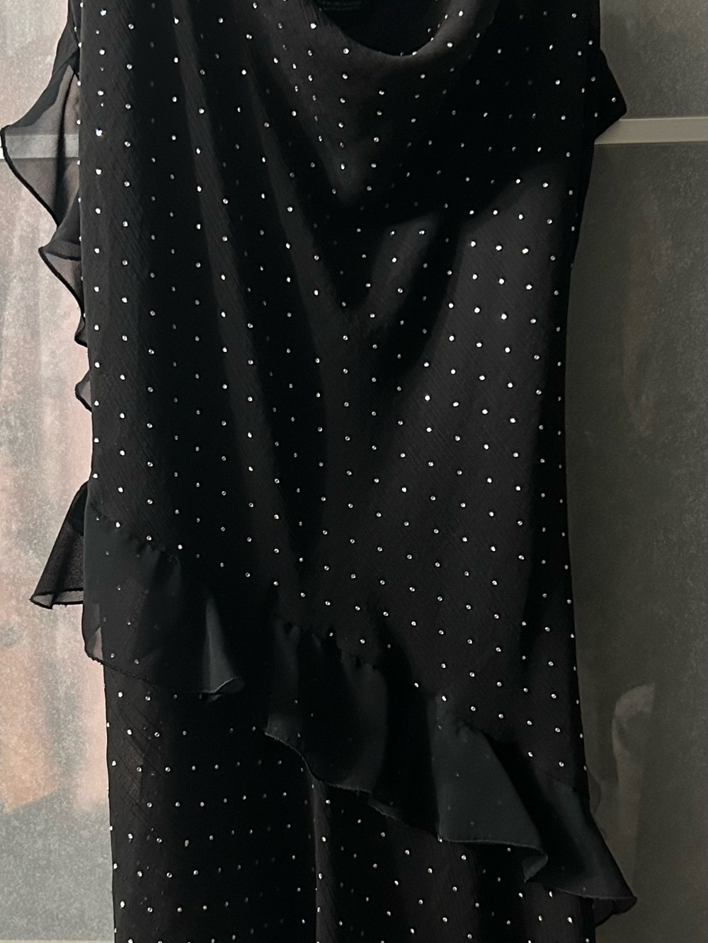 Zara Black Polka Dot Ruffle Slip Dress - Picture 2 of 3